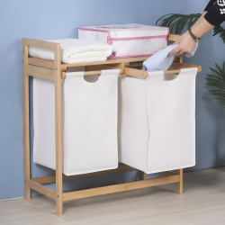 Wooden & Fabric Laundry Basket